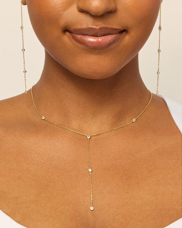 LumeDrop™ 14K Gold Lariat Drop Necklace